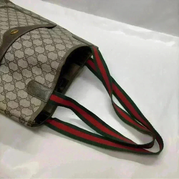 Gucci Tote Bag Vintage Sherry Line Brown PVC Certified Authentic - Picture 5 of 12